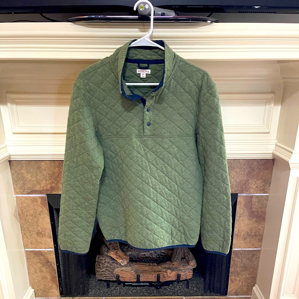 Merona Quilted Pullover Green Sz Small